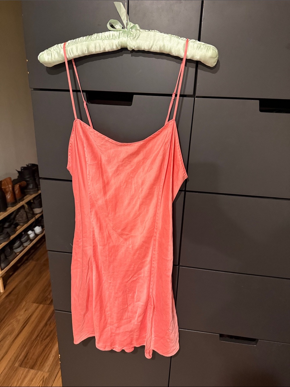 Victoria’s Secret Coral Slip Dress with Spaghetti Straps silk Large